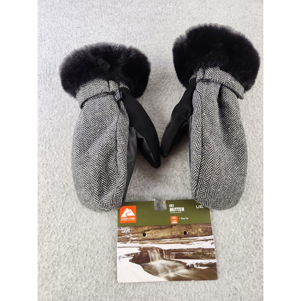Ozark Trail Ski Mittens Faux Fur Glove Women's L/XL Grippy Thinsulate Insulation